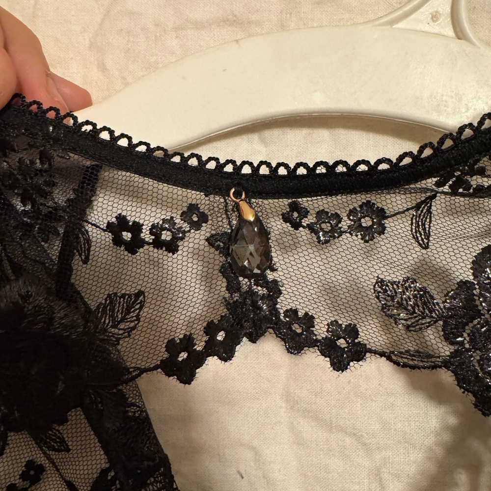 Honey Birdette Whitney Black Lingerie Set || Bra-32C, Garter Belt-Sm, Panty-Sm - Picture 14 of 15